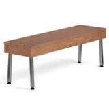 Holzbank mit Beinen aus Edelstahl